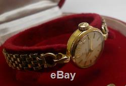Ladies Omega 9ct gold 6 1/2 inch wind up bracelet watch with presentation box