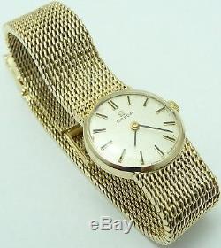 Ladies Omega 9ct gold manual wind integral bracelet wrist watch InWorking Order