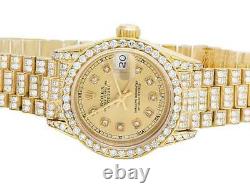 Ladies Rolex 18K Yellow Gold 26MM Datejust Presidential 69178 Diamond Watch 9 Ct