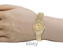 Ladies Rolex 18K Yellow Gold 26MM Datejust Presidential 69178 Diamond Watch 9 Ct