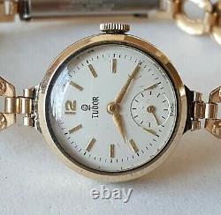 Ladies Vintage. 375 9ct Gold Rolex Tudor Wrist Watch Rolled Gold Bracelet