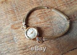 Ladies Vintage. 375 9ct Gold Rolex Tudor Wrist Watch + Rolled Gold Bracelet Gwo