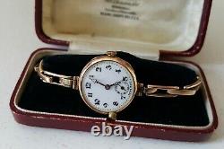 Ladies Vintage. 375 9ct Gold Rolex Wrist Watch 9ct Gold Bracelet 16.3g + Box