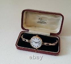 Ladies Vintage. 375 9ct Gold Rolex Wrist Watch 9ct Gold Bracelet 16.3g + Box