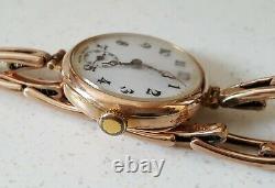 Ladies Vintage. 375 9ct Gold Rolex Wrist Watch 9ct Gold Bracelet 16.3g + Box