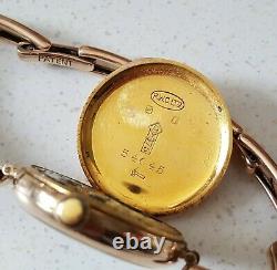 Ladies Vintage. 375 9ct Gold Rolex Wrist Watch 9ct Gold Bracelet 16.3g + Box