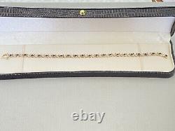 Ladies Vintage 9ct Gold, Sapphire & Diamond Tennis Bracelet, 6.5g, 7.5 Long