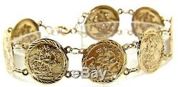 Ladies Womens 9ct 9carat Yellow Gold St George & The Dragon Coin Bracelet