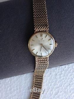 Ladies solid 9ct gold Omega bracelet watch manual working