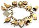 Ladies Women's 9ct 9carat Yellow Gold Chunky Charm Bracelet With 14 Charms