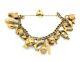 Ladies/womens 9ct Gold Vintage Charm Bracelet With 15 Charms + Padlock Fastening
