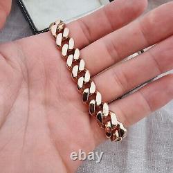 Large Heavy 9ct Rose Gold Handmade Cuban Link Bracelet 20cm