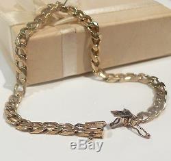 Long Heavy 15.84g Solid 9ct Gold Mens/ladies Vintage Curb Bracelet Italy/uk Hm