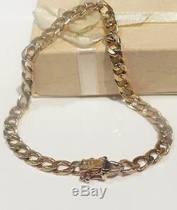 Long Heavy 15.84g Solid 9ct Gold Mens/ladies Vintage Curb Bracelet Italy/uk Hm