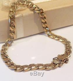 Long Heavy 15.84g Solid 9ct Gold Mens/ladies Vintage Curb Bracelet Italy/uk Hm