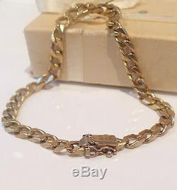 Long Heavy 15.84g Solid 9ct Gold Mens/ladies Vintage Curb Bracelet Italy/uk Hm