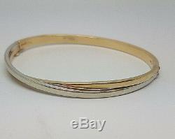 Lovely 9ct Gold 2 x Colour Ladies Oval Bangle. Goldmine Jewellers