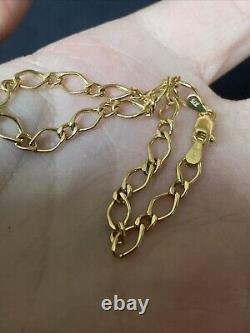 Lovely 9ct Gold Unusual Sparkly Curb/figaro Design Bracelet, Fully Hallmarked