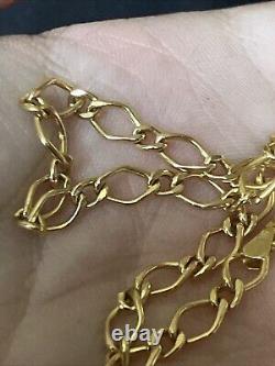 Lovely 9ct Gold Unusual Sparkly Curb/figaro Design Bracelet, Fully Hallmarked