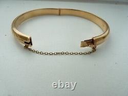 Lovely 9ct Solid Gold Hinged Bangle. 11.1 Grams. 7 Inches Circumference