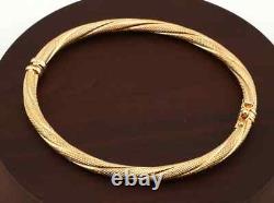 Lovely 9ct Yellow Gold Fancy Twist Bangle Bracelet 5.04g 6.5 Inch