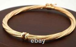 Lovely 9ct Yellow Gold Fancy Twist Bangle Bracelet 5.04g 6.5 Inch