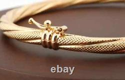 Lovely 9ct Yellow Gold Fancy Twist Bangle Bracelet 5.04g 6.5 Inch
