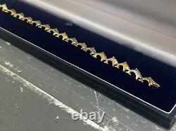 Lovely 9ct Yellow & White Gold Dolphin Chain Bracelet UK HM 7.5 4.6grams VGC