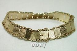 Lovely Heavy Quality 9ct Gold Engraved Link Strap Bracelet 21651