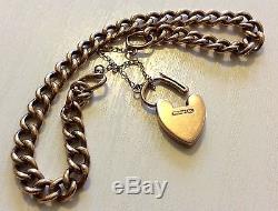Lovely Ladies Antique Rose 9ct Gold Bracelet With Padlock Very Old Rosey Gold