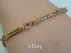 Lovely Solid 9ct Yellow Gold Twisty Bar Fancy Linked Ladies Bracelet 7.5 Inch