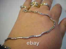 Lovley Sparkly-fancy 9ct White Gold Bracelet-cubic Stones -7.1 Wiggly Design