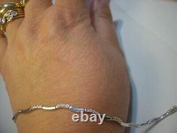 Lovley Sparkly-fancy 9ct White Gold Bracelet-cubic Stones -7.1 Wiggly Design