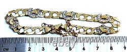 Lucky Horse Shoe Solid 9ct Carat Gold Curb bracelet 19cm x 8mm stone set