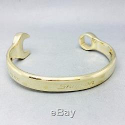 MENS CHUNKY 9CT GOLD ON JEWELLERS BRONZE 10mm SNAP-ON SPANNER BANGLE BRACELET
