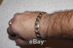 MENS HEAVY WIDE LINK SOLID 9ct GOLD BRACELET 33.5 grams 9 INCHES not scrap