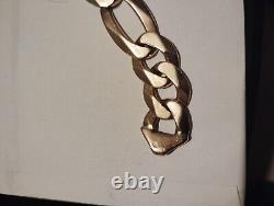 Mans 9ct gold Heavy Figaro bracelet 63.1 Grams 9.5 Long