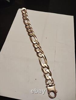 Mans 9ct gold Heavy Figaro bracelet 63.1 Grams 9.5 Long