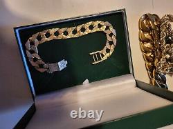 Mans 9ct gold curb bracelet 13ml links 40grams