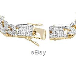 Men's 10K Yellow Gold Genuine Diamond Iced Miami Cuban ID Bar Bracelet 9 CT 12MM
