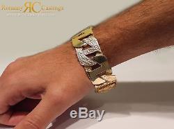 Men's 9ct Solid Gold Flat Link Curb Bracelet 20mm link Fully Hallmarked 8.5 inch