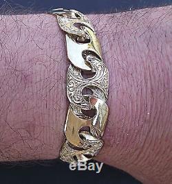 Men's 9ct Solid Gold Roman Link Bracelet 16mm link Fully Hallmarked 8.5 inch 50g