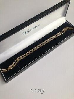 Men's 9ct Yellow Gold 8.5 inch Solid Curb Bracelet UK HALLMARKED