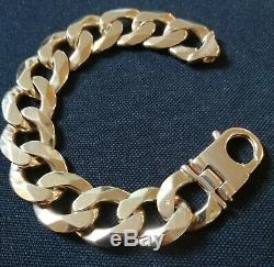 Men's Hallmarked Solid Yellow 9ct Gold Curb Bracelet 4 OZ