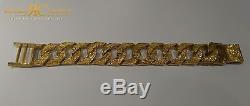 Men's Patterned Round Curb Link Bracelet 9 inch 9ct Gold 222 g Fully Hallmarked