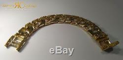 Men's Patterned Round Curb Link Bracelet 9 inch 9ct Gold 222 g Fully Hallmarked