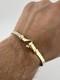 Men's Solid 9ct Yellow Gold Bracelet 4.5mm Wide Gold Hook Bangle Uk Hallmark