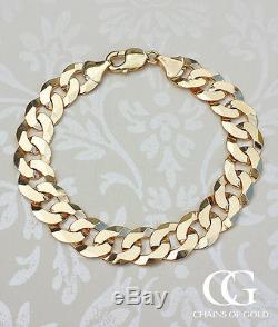 Men's Solid 9ct Yellow Gold Chunky Curb Bracelet 8.5