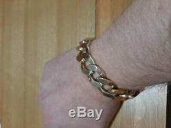 Men's very heavy 9ct gold curb bracelet 128 grams
