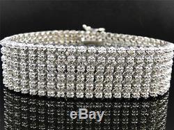Mens 6 Row Toni 10k Solid White Gold Genuine 22 MM Diamond Bracelet Bangle 9 Ct